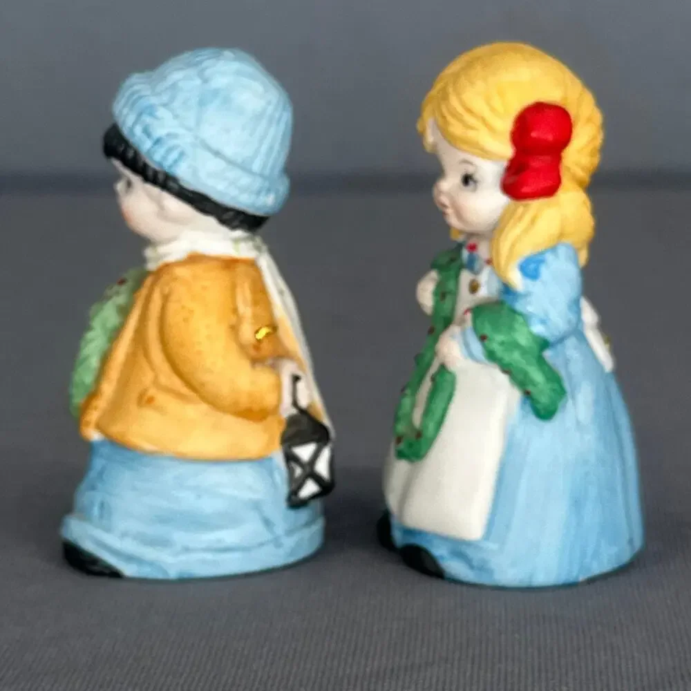 VTG 80s House of Lloyd Porcelain Bisque Bell Ornament Figures Boy Girl Christmas